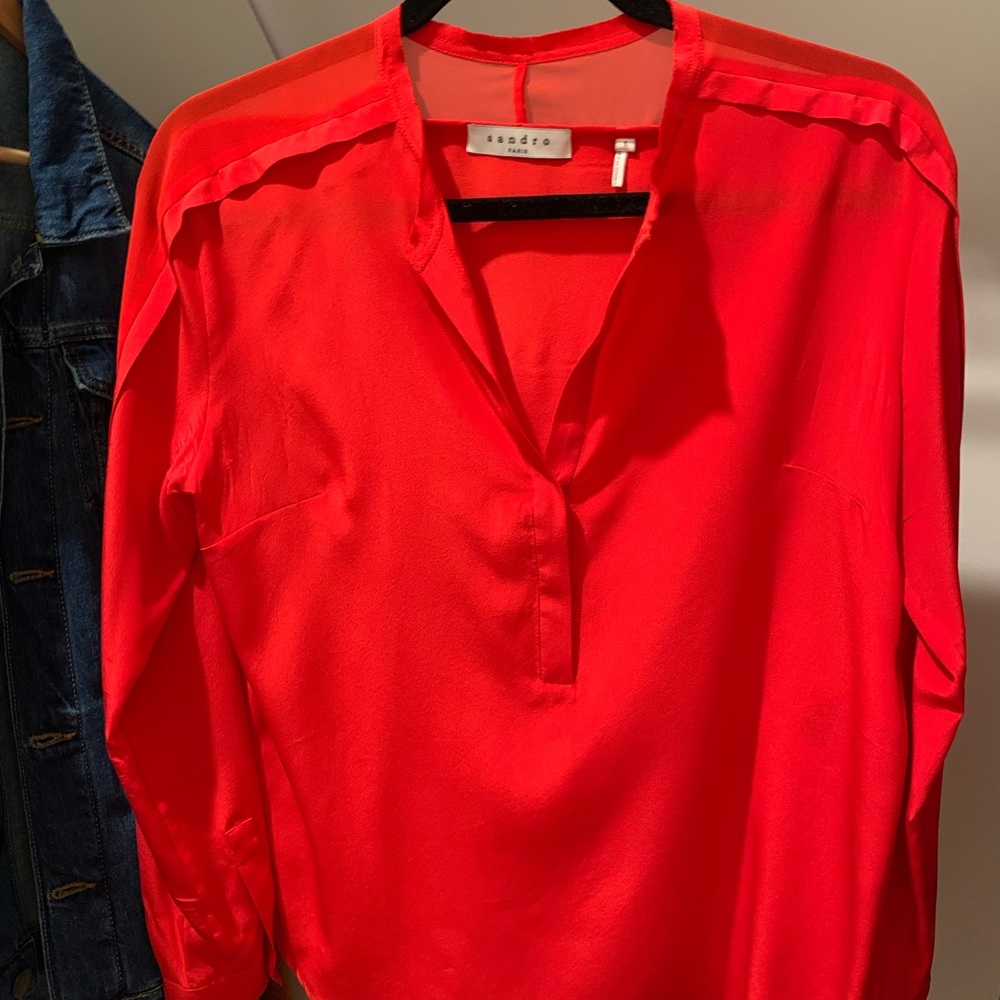 Sandro silk Vibrant Red Blouse
